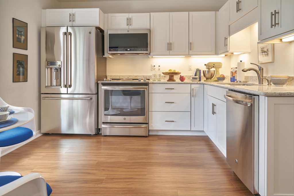 View of a kitchen inside of a Carolina Meadows villa