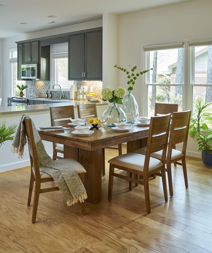 View of a dining area inside of a Carolina Meadows villa