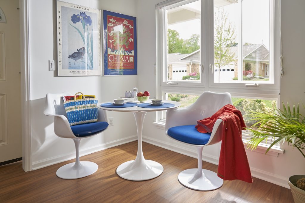 View of a breakfast nook inside a Carolina Meadows villa