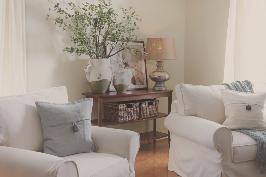 View of a sitting room in a Carolina Meadows villa