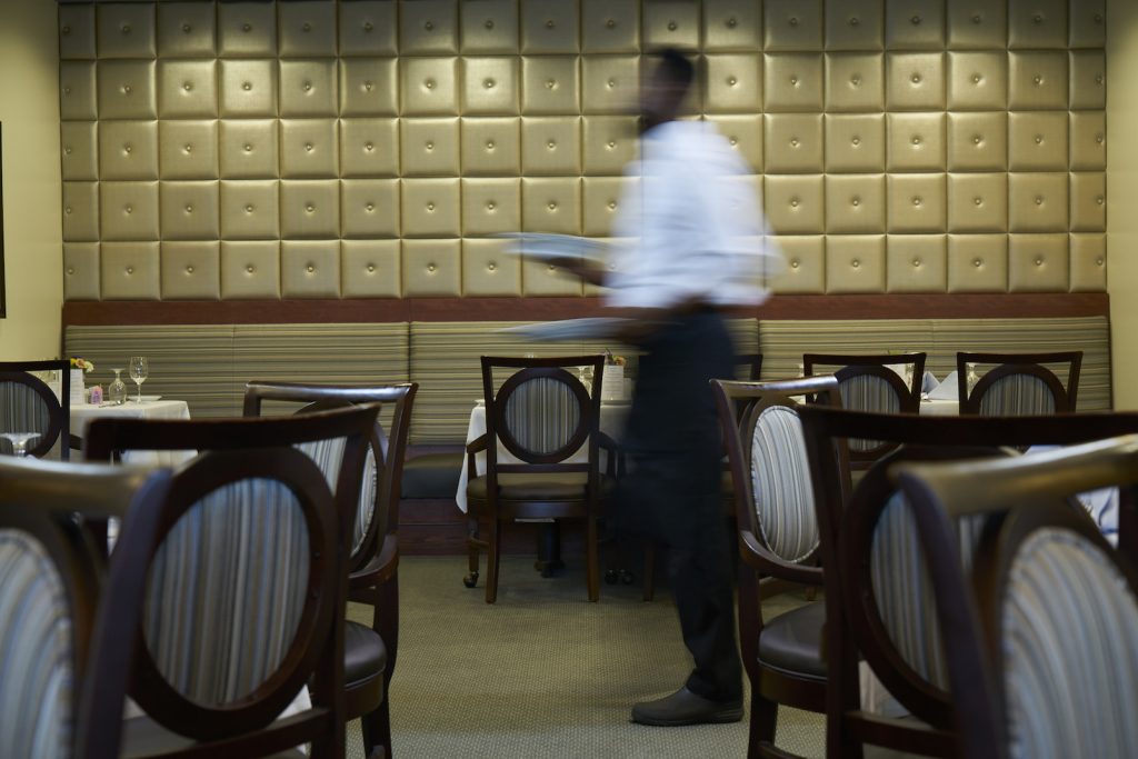 Alternative view of the Fairways Dining Room at Carolina Meadows