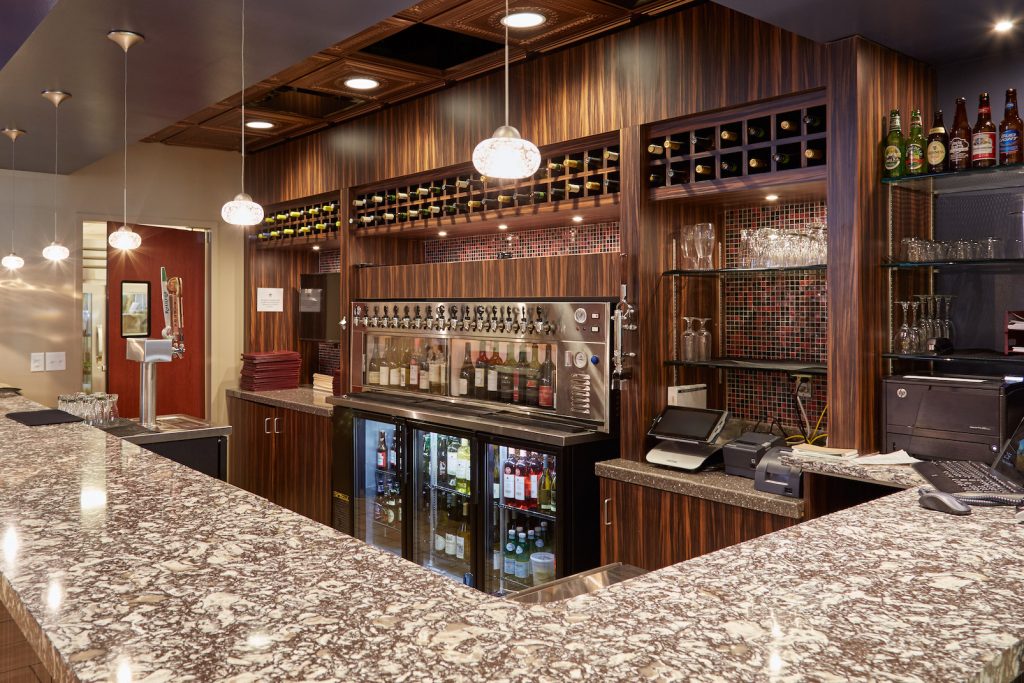 View of the bar at Courtyard Dining Room at Carolina Meadows